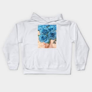 Shabby-Chic Vase of Blue Roses Flowers Bouquet Painting Kids Hoodie